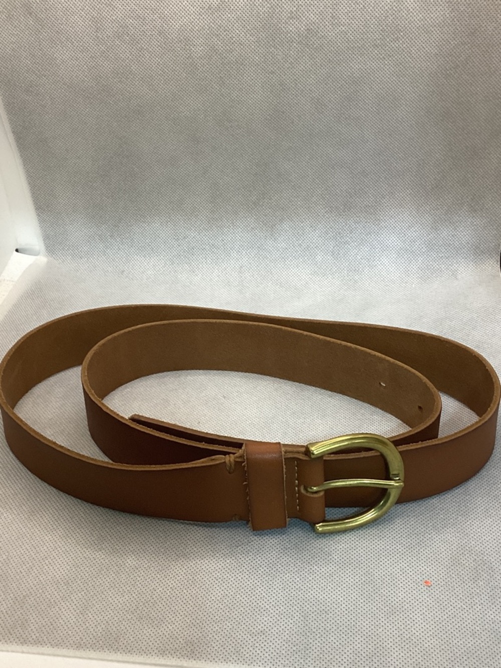 Classic Tan Leather Belt with Gold-Tone D-Ring Buckle